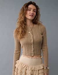 AE Ribbed Crew Neck Cardigan
