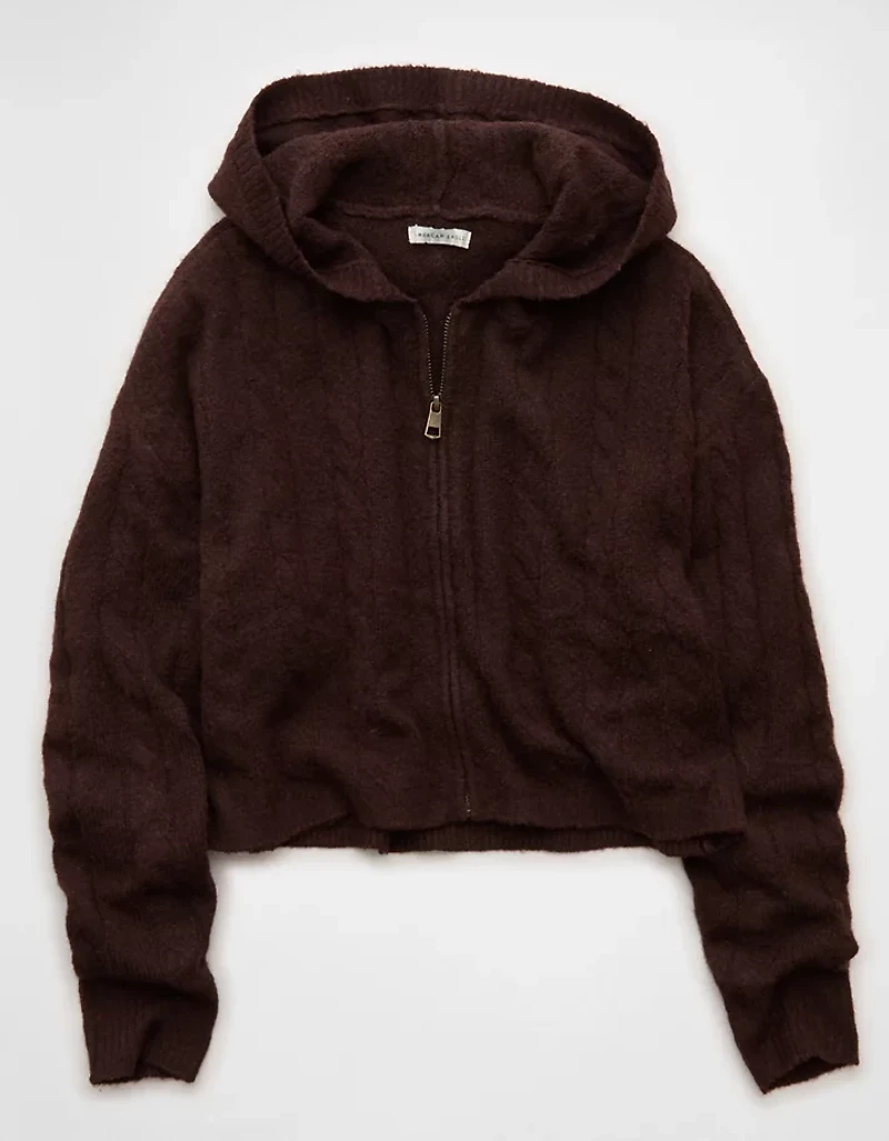 Chandail à capuchon court glissière si doux Whoa AE