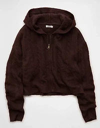 Chandail à capuchon court glissière si doux Whoa AE