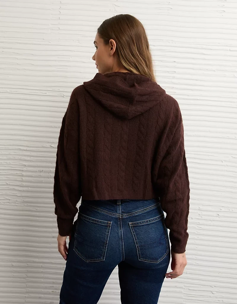 Chandail à capuchon court glissière si doux Whoa AE