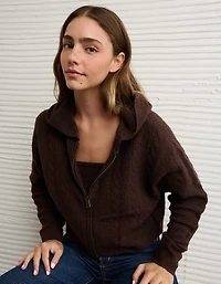 Chandail à capuchon court glissière si doux Whoa AE