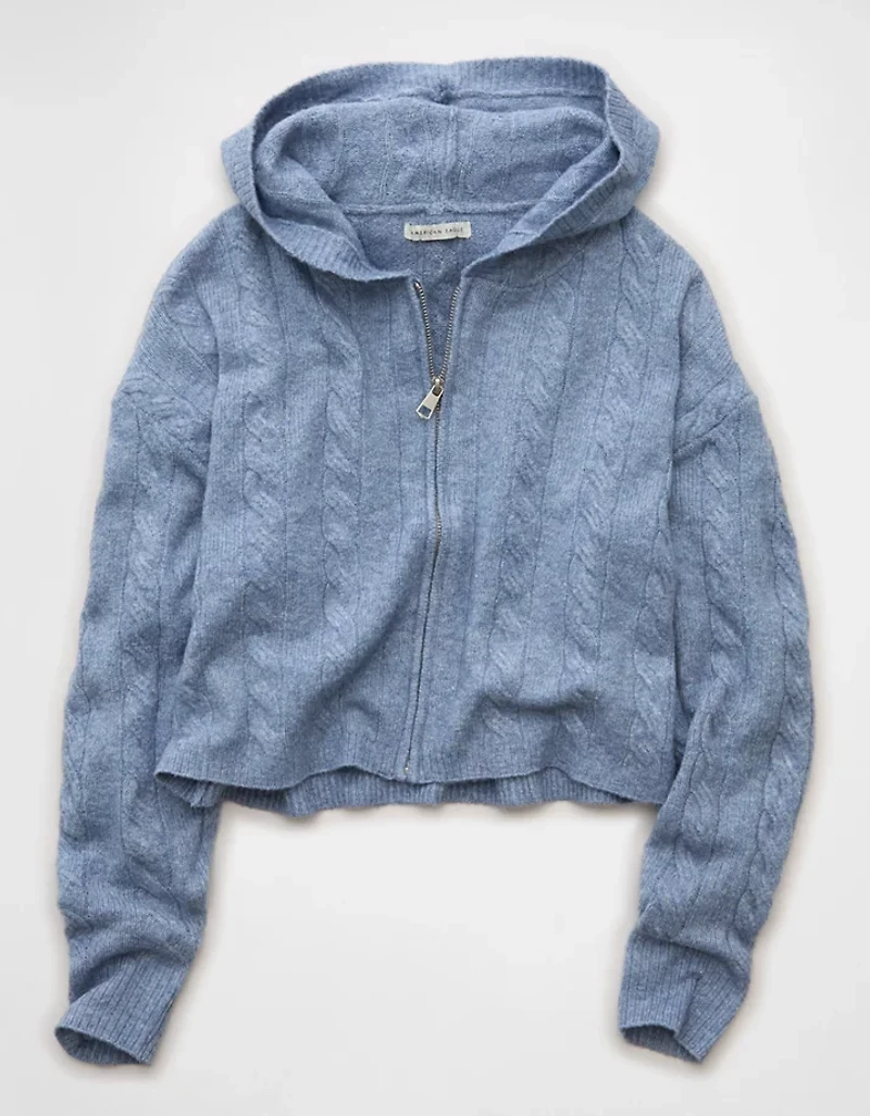 Chandail à capuchon court glissière si doux Whoa AE