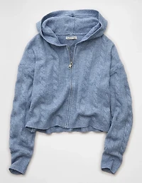 Chandail à capuchon court glissière si doux Whoa AE