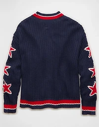 AE Oversized Star Graphic Cardigan Sweater