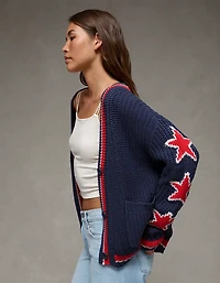 AE Oversized Star Graphic Cardigan Sweater