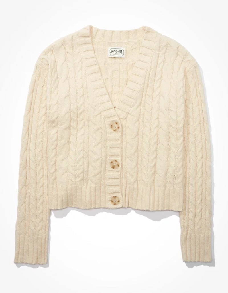 Cardigan court en tricot torsadé AE