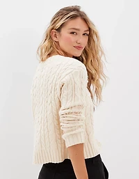 Cardigan court en tricot torsadé AE