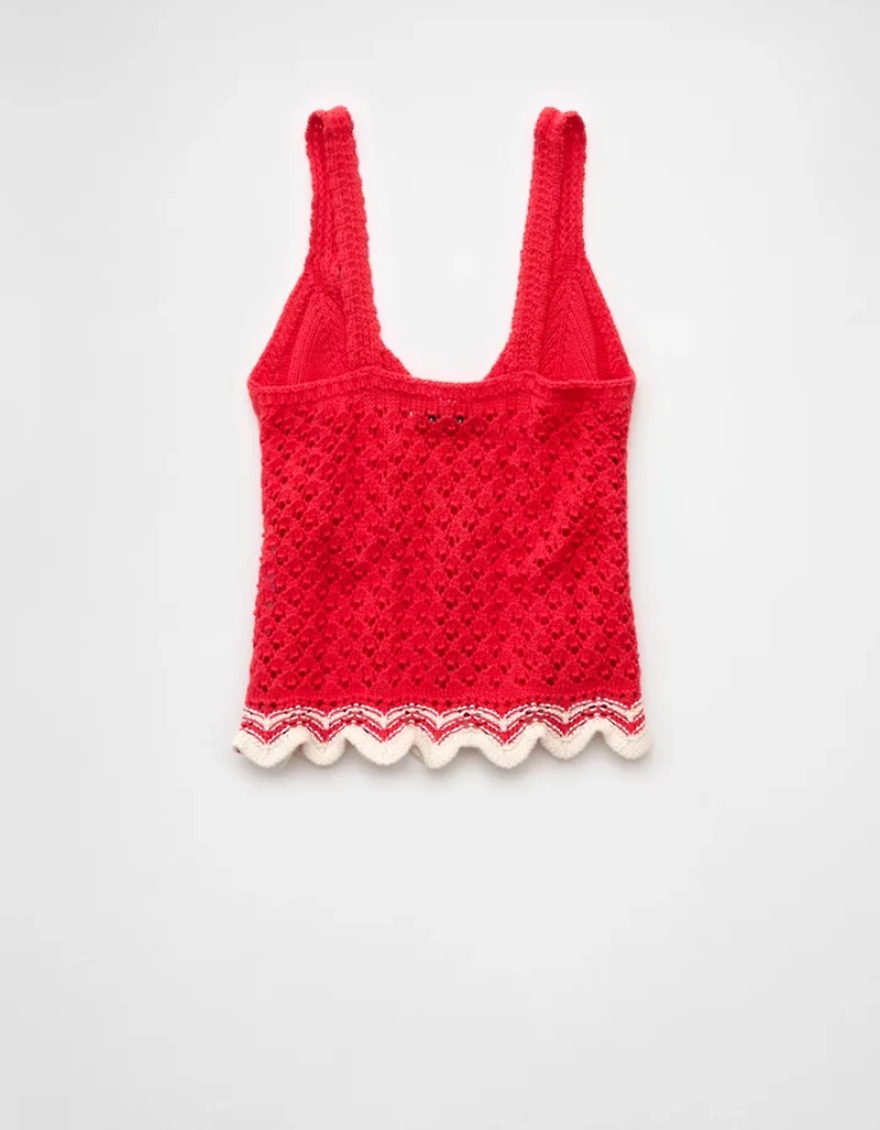Débardeur crocheté et festonné en pointelle à col V AE