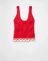 Débardeur crocheté et festonné en pointelle à col V AE