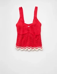Débardeur crocheté et festonné en pointelle à col V AE