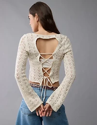 Chandail au crochet lacé dos AE