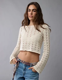 Chandail au crochet lacé dos AE