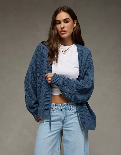 Cardigan torsadé ouvert sur le devant AE