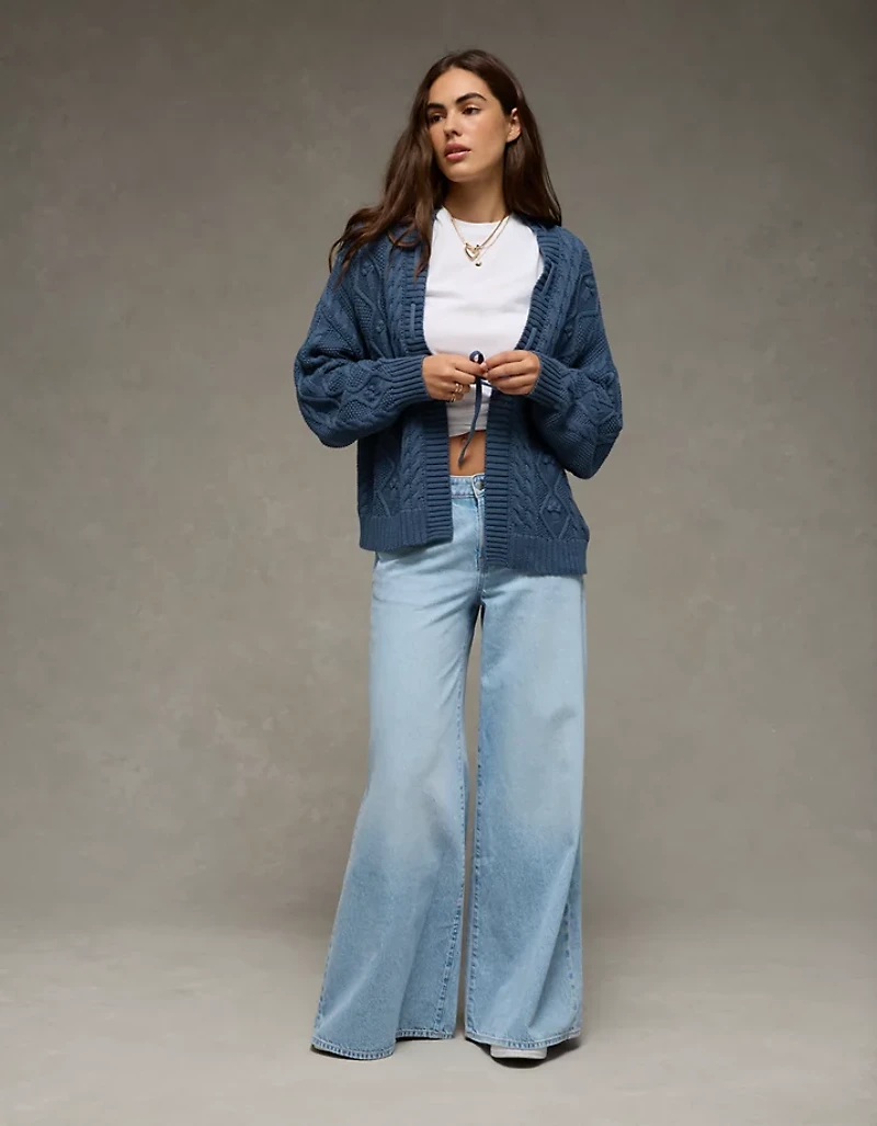 Cardigan torsadé ouvert sur le devant AE