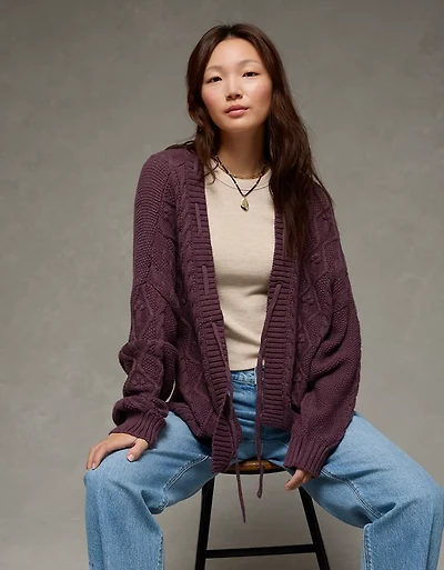Cardigan torsadé ouvert sur le devant AE