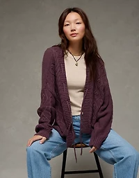 Cardigan torsadé ouvert sur le devant AE