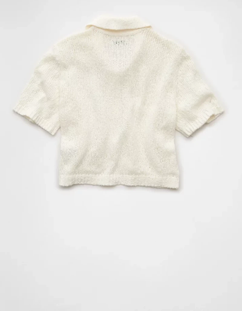 Cardigan boutonné à col manches courtes AE
