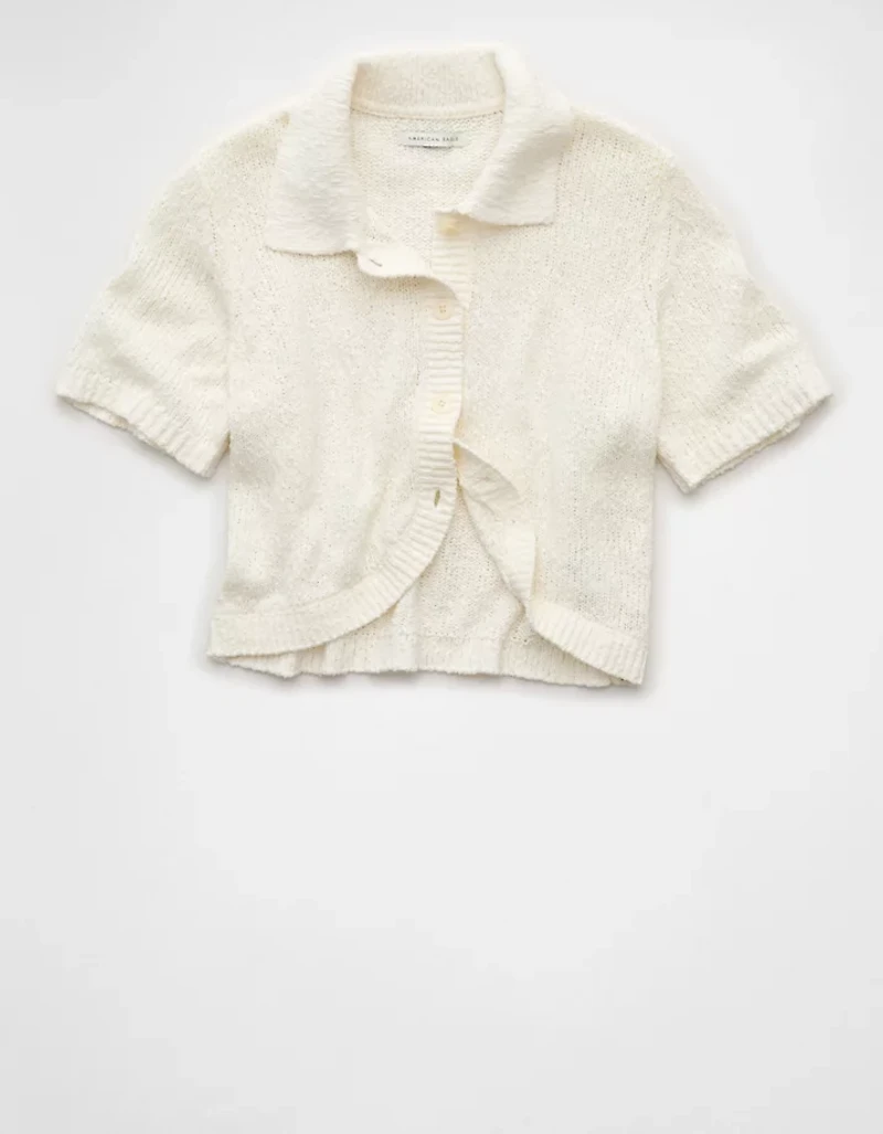 Cardigan boutonné à col manches courtes AE