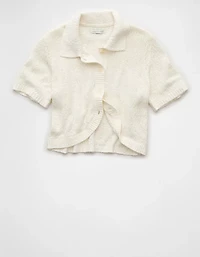Cardigan boutonné à col manches courtes AE