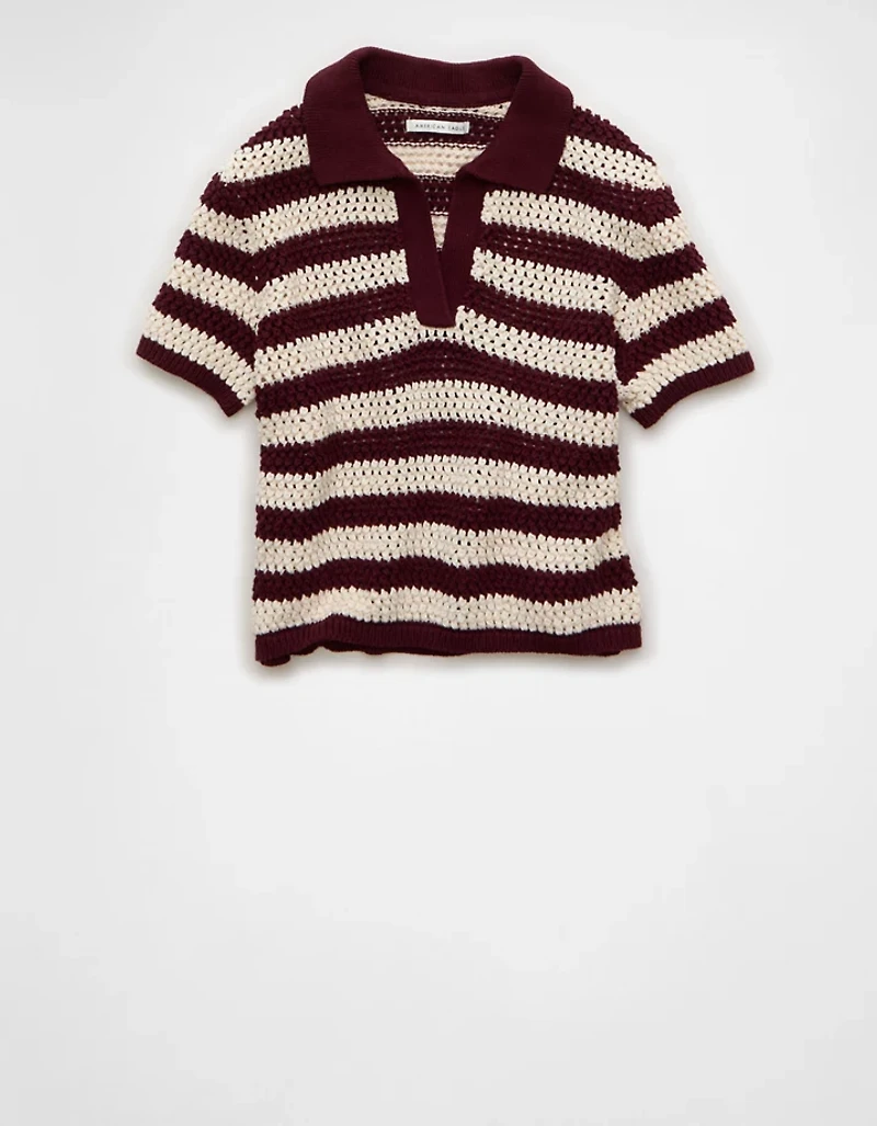 Polo court en tricot au crochet AE