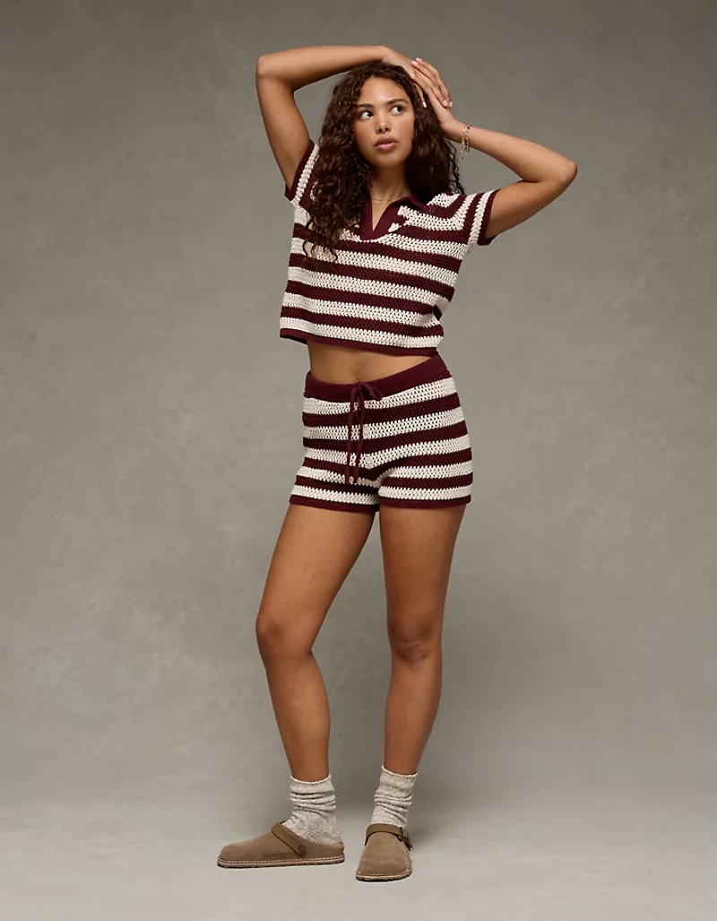 Polo court en tricot au crochet AE