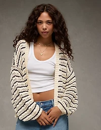 Cardigan au crochet à manches ballons AE