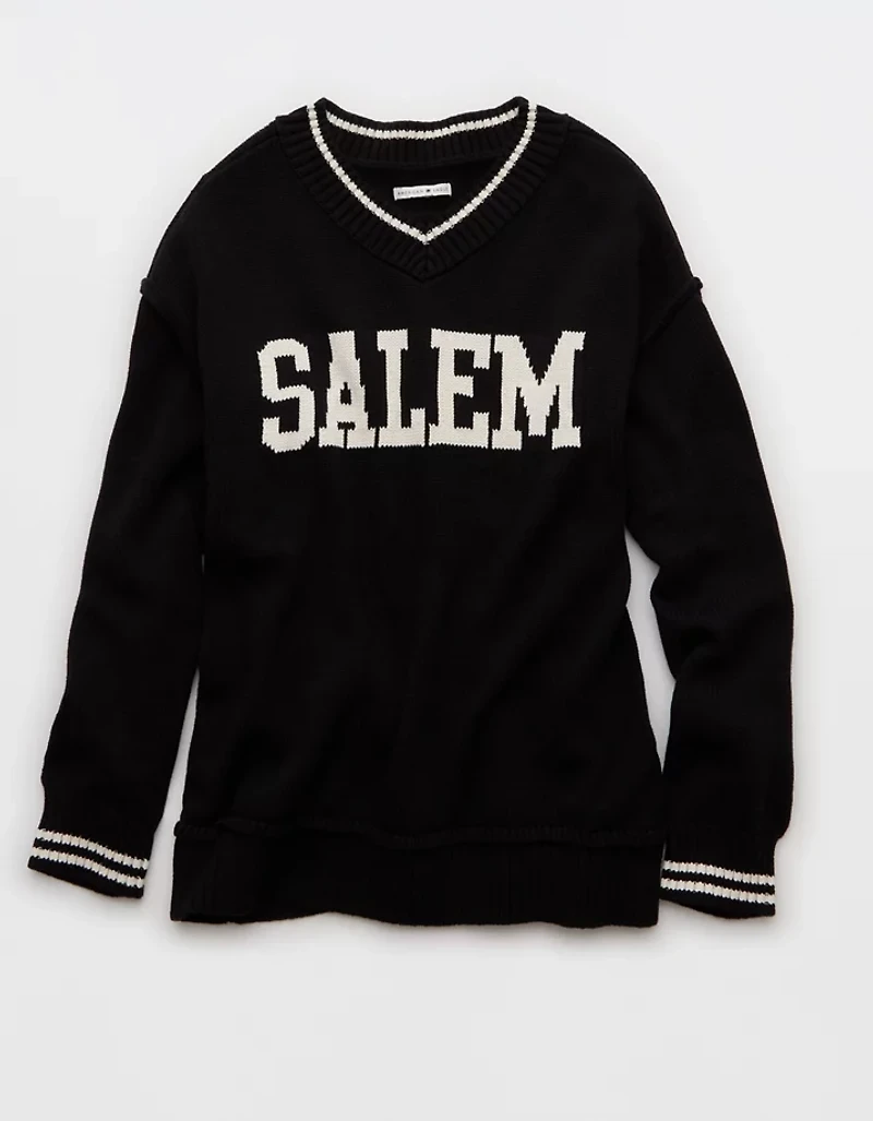 AE Oversized V-Neck Halloween Graphic Sweater