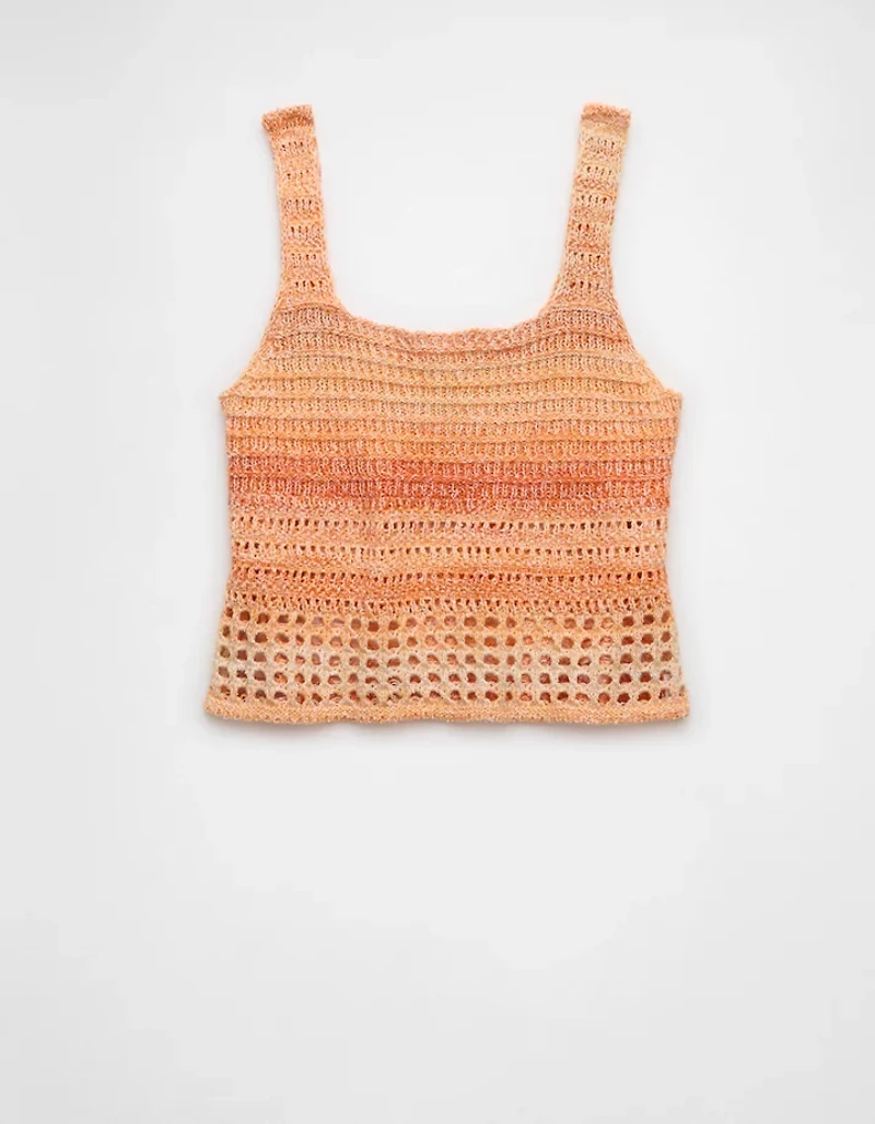 AE Space Dye Cropped Crochet Tank Top