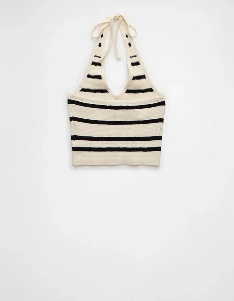 AE Cropped Striped Sweater Halter Top