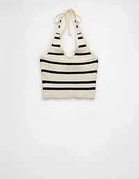 AE Cropped Striped Sweater Halter Top