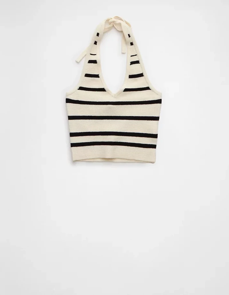 AE Cropped Striped Sweater Halter Top