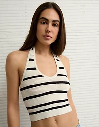 AE Cropped Striped Sweater Halter Top