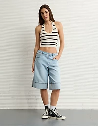 AE Cropped Striped Sweater Halter Top