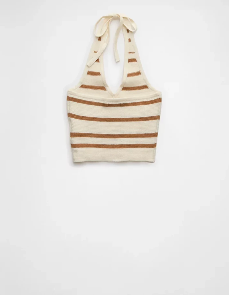 AE Cropped Striped Sweater Halter Top