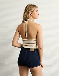 AE Cropped Striped Sweater Halter Top