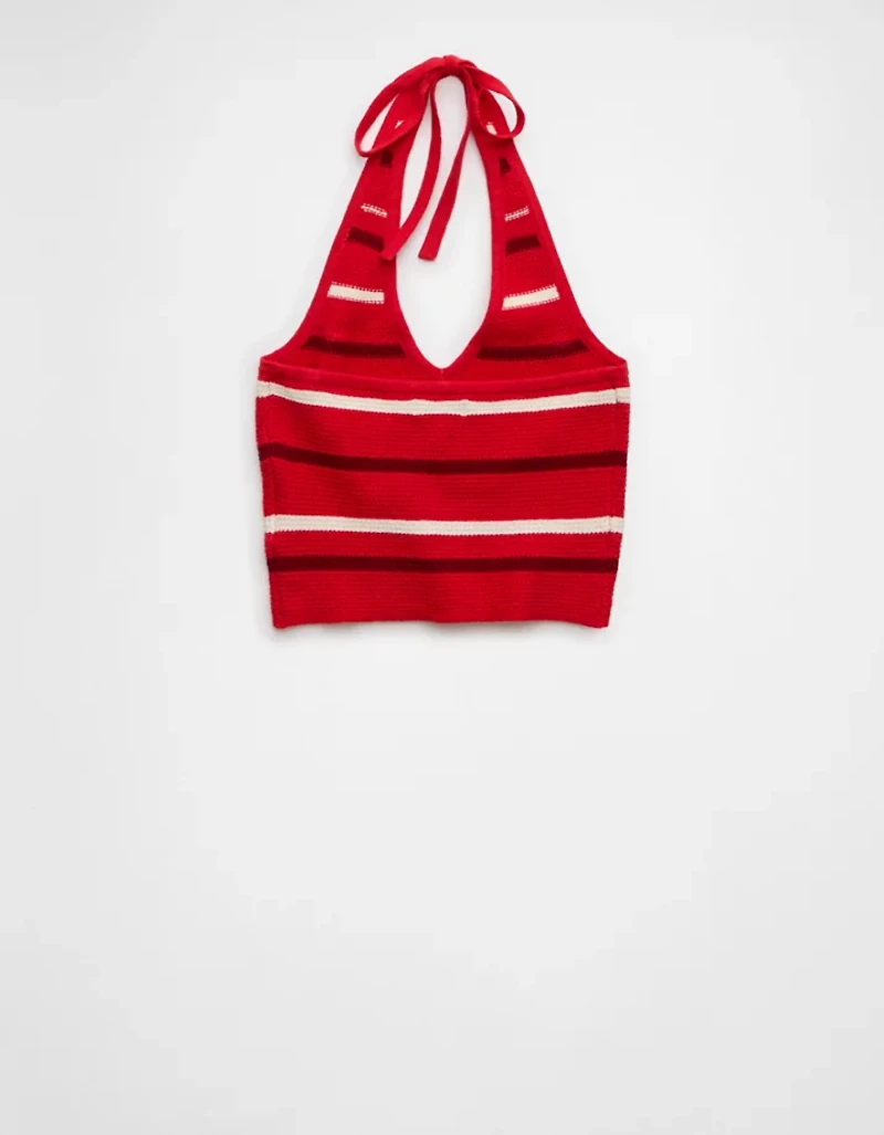 AE Cropped Striped Sweater Halter Top