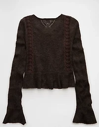 AE Lace Knit Tie-Front Cardigan