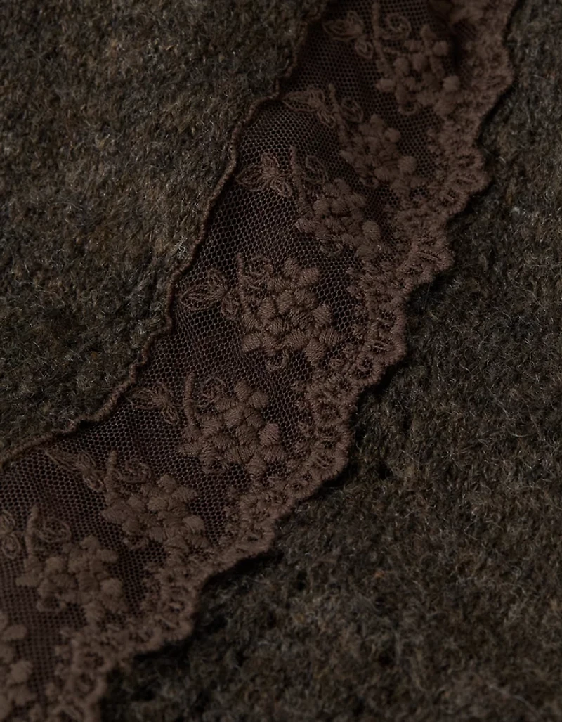 AE Lace Knit Tie-Front Cardigan