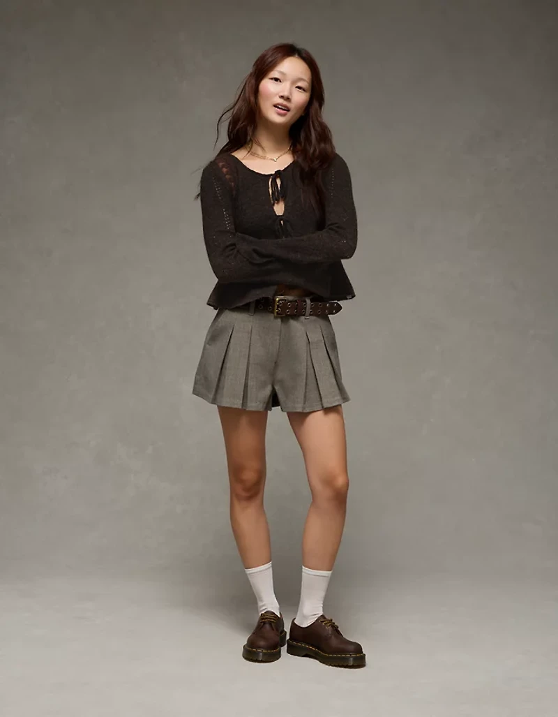 Cardigan noué à l’avant en tricot avec dentelle AE