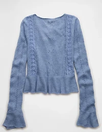 AE Lace Knit Tie-Front Cardigan