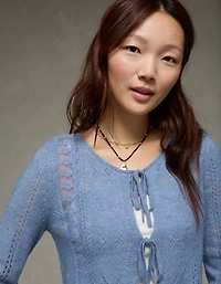 AE Lace Knit Tie-Front Cardigan