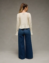 AE Lace Knit Tie-Front Cardigan