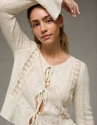 AE Lace Knit Tie-Front Cardigan