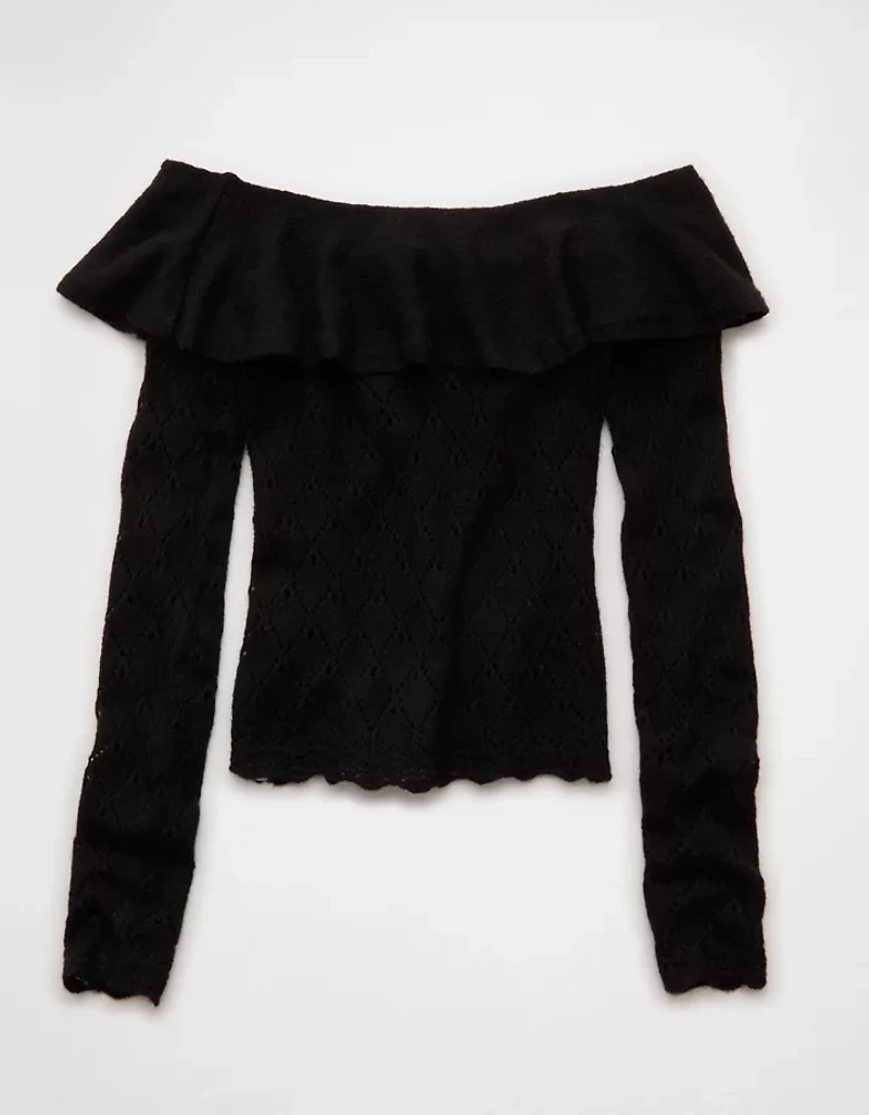 AE Ruffle Off-The-Shoulder Sweater