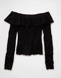 AE Ruffle Off-The-Shoulder Sweater