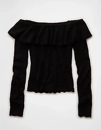 AE Ruffle Off-The-Shoulder Sweater