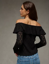 AE Ruffle Off-The-Shoulder Sweater