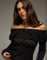 AE Ruffle Off-The-Shoulder Sweater