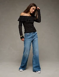 AE Ruffle Off-The-Shoulder Sweater