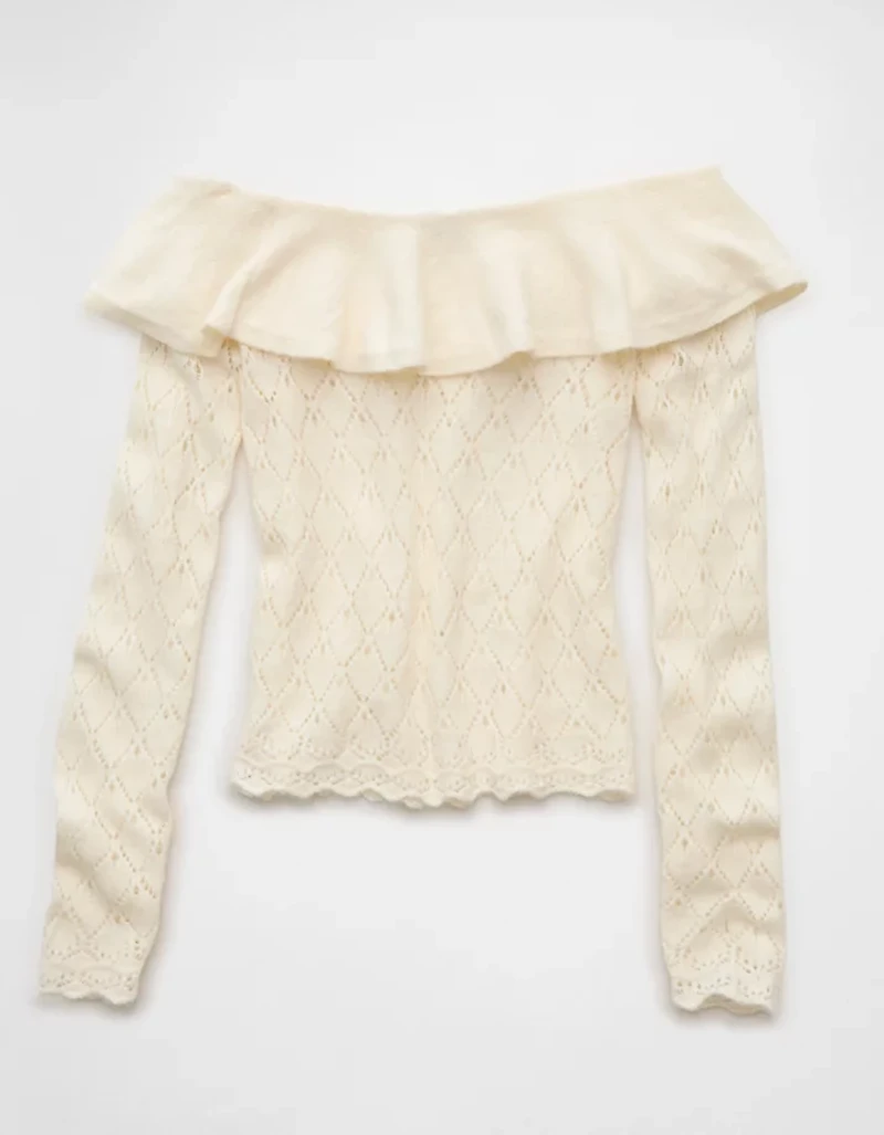 AE Ruffle Off-The-Shoulder Sweater
